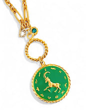 ONLY 2 LEFT!!! CAPRICORN ♑️ Enamel Medallion with Birthstone & Initial with Regina Chain 18” Adj to 20” ✨ Choose Birthstone & Pave Initial ⬇️