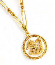 ONLY 1 LEFT!!! Dragon 🐉 White Enamel Disk Pendant with White Pearl & SOFIA Chain ✨ Short Necklace 16”-18” 🧧