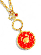 ONLY 2 LEFT!!! CANCER ♋️ Enamel Medallion with Birthstone & Initial with Regina Chain 18” Adj to 20” ✨ Choose Birthstone & Pave Initial ⬇️