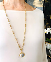 ONLY 2 LEFT!!! Yin & Yang Gray & White Enamel with CZ & Pearl ✨ SOFIA Chain Long Necklace 30”