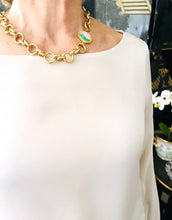 ONLY 1 LEFT!!! Yin & Yang Side Pink & Green Enamel with CZ & Pearl ✨ ISABELA Chain with Pave Toggle Short Necklace 20”