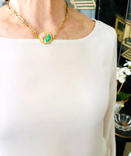 SOLD OUT!!! Yin & Yang Side Green & Pink Enamel with CZ & Pearl ✨ SOFIA Chain Short Necklace 16”-18”