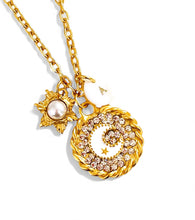 ONLY 1 LEFT!!! Half Moon π with Enamel & PAVE Pearl Ray Charm & Initial β¨ CAMILA Chain 16β Adj to 18β β¨ Choose Initial β¬οΈ