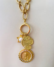 Sagrado CORAZÓN de Jesus Medalla Charm with Cross & Pearl Charm Dangle ✨ VALENTINA Chain Long Necklace 30”