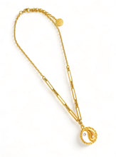 ONLY 2 LEFT!!! Yin & Yang White Enamel with CZ & Pearl ✨ SOFIA Chain Short Necklace 18”-20”