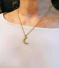 ONLY 3 LEFT!!! Half Moon with Crystal Pave✨LIA Thin Chain 18”-20”