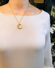 SOLD OUT!!! Half Moon 🌙 with CZ Crystal Pave✨ LIA Thin Chain 18”-20”