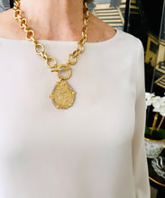 ONLY 2 LEFT!!! Lady of Mercy or “Virgen de la MISERICORDIA” Medallion Pendant with Pearl & CZ ✨Designed from an Antique Medallion circa 1932 Engraving on the Back✨ ISABELA Chain Short with Pave Toggle✨ CHOOSE LENGTH Necklace 18” or 20”