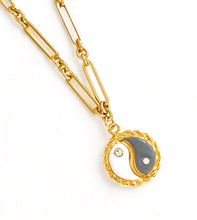 ONLY 2 LEFT!!! Yin & Yang Gray & White Enamel with CZ & Pearl ✨ SOFIA Chain Long Necklace 30”