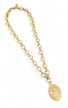 ONLY 1 LEFT!!! NEW! SAGRADO SACRAMENTO ✨ Medallion with “Nácar” Freshwater Shell Back ✨ A work of Art 🖼️ with ISABELA Chain Long Necklace  30”