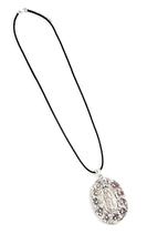 ONLY 1 LEFT!!! LA GUADALUPE & Flowers 🌺 Pendant with Black Cording ✨Choose Necklace Length Below ⬇️