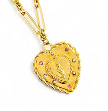 ONLY 1 LEFT!!! NEW! HEART Milagrosa Pendant 💗 with Rose Crystals Energy of Love Energy 💖 & Pearl ✨SOFIA Chain Necklace✨ Short Necklace 18”-20”