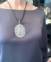 ONLY 1 LEFT!!! LA GUADALUPE & Flowers 🌺 Pendant with Black Cording ✨Choose Necklace Length Below ⬇️