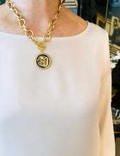 ONLY 1 LEFT!!! Dragon 🐉 Black Enamel Disk Charm Pendant with White Pearl & ISABELA Chain Toggle✨ Short Necklace 18” 🧧