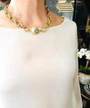 ONLY 2 LEFT!!! Yin & Yang Side Gray & White Enamel with CZ & Pearl ✨ ISABELA Chain with Pave Toggle Short Necklace 20”