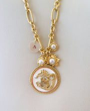 ONLY 1 LEFT!!! Dragon π White Enamel Charm Disk Pendant with White Pearl Charms, Initial & REGINA Chain β¨ Long Necklace 30ββ¨ π§§ CHOOSE Initial Below β¬οΈ