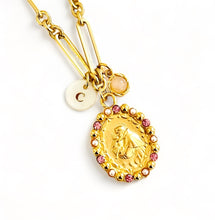 ONLY 2 LEFT!!! NEW! San Antonio with Rose Crystals 💖 & Pearl ✨SOFIA Chain✨ Short Necklace 18-20” Choose Nácar Initial Below ⬇️