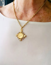 ONLY 1 LEFT!!! PADRE PIO Charm with Pearl & CZ ✨ Escapulario with Virgen de la Gracia on the Back ✨ Camila Chain Short Necklace 18”-20”