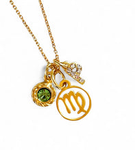 ONLY 4 LEFT!!! VIRGO ♍️ Mini Symbol with Birthstone & Initial on Thin MIA Chain 16” Adj to 18” ✨ Choose Birthstone & Pave Initial ⬇️