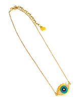 ONLY 1 LEFT!!! EYE 🌟👁️ Necklace ✨with Gold Plate 18K 🧿 with Handmade Beaded Pattern ✨Short 16”-18”