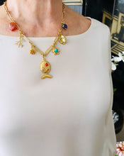 ONLY 1 LEFT!!! BUBBLE 🫧 🐟  Coral 🪸 Like Color with Multi Charms & Fun Glass Beads ☀️ SOFIA Chain Short Necklace