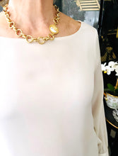 ONLY 2 LEFT!!! Yin & Yang Side White Enamel with CZ & Pearl ✨ ISABELA Chain with Pave Toggle Short Necklace 20”