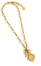 ONLY 2 LEFT!!! Virgen del CARMEN Charm Pendant w/ Pearl & CZ “Escapulario” with “Sagrado Corazón de Jesus” on the Back ✨ REGINA Chain ✨ Short Necklace 18”-20” ✨ Choose Initial Below ⬇️