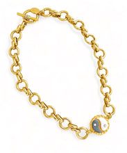 ONLY 2 LEFT!!! Yin & Yang Side Gray & White Enamel with CZ & Pearl ✨ ISABELA Chain with Pave Toggle Short Necklace 20”