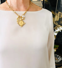 ONLY 2 LEFT!!! Virgen del CARMEN Charm Pendant w/ Pearl & CZ “Escapulario” with “Sagrado Corazón de Jesus” on the Back ✨ REGINA Chain ✨ Short Necklace 18”-20” ✨ Choose Initial Below ⬇️