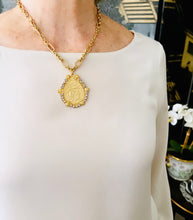 ONLY 1 LEFT!!! Virgen de la MISERICORDIA Medallion Pendant with Pearl & CZ ✨From an Antique Medallion circa 1932 Engraving on the Back✨ REGINA Chain Short Necklace 18”-20”