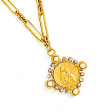 ONLY 1 LEFT!!! Virgen del CARMEN Charm Pendant w/ Pearl & CZ “Escapulario” with “Sagrado Corazón de Jesus” on the Back ✨ SOFIA Chain ✨Short Necklace 18”-20”