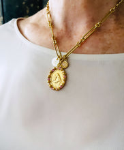 ONLY 2 LEFT!!! NEW! San Antonio with Rose Crystals 💖 & Pearl ✨SOFIA Chain✨ Short Necklace 18-20” Choose Nácar Initial Below ⬇️