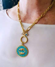 ONLY 3 LEFT!!! PISCES ♓️ Enamel Medallion with Birthstone & Initial with Regina Chain 18” Adj to 20” ✨ Choose Birthstone & Pave Initial ⬇️