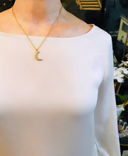 ONLY 3 LEFT!!! Half Moon with Crystal Pave✨LIA Thin Chain 18”-20”