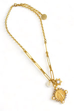 ONLY 1 LEFT!!! Virgen del CARMEN Charm Pendant w/ Pearl & CZ “Escapulario” with “Sagrado Corazón de Jesus” on the Back ✨ SOFIA Chain ✨ Short Necklace 18”-20” ✨ Choose Initial Below ⬇️