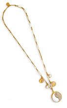 ONLY 2 LEFT!!! Yin & Yang White Enamel & Pave Medallion Multi Charm with Pearl & BLING Initial✨ SOFIA Chain Long Necklace 30” Choose Initial Below ⬇️