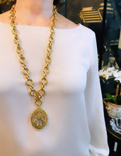 ONLY 1 LEFT!!! NEW! SAGRADO SACRAMENTO ✨ Medallion with “Nácar” Freshwater Shell Back ✨ A work of Art 🖼️ with ISABELA Chain Long Necklace  30”
