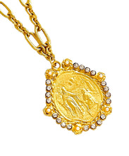 ONLY 1 LEFT!!! Virgen de la MISERICORDIA Medallion Pendant with Pearl & CZ ✨From an Antique Medallion circa 1932 Engraving on the Back✨ REGINA Chain Short Necklace 18”-20”