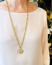 ONLY 1 LEFT!!! Dragon 🐉 White Enamel Disk Charm Pendant with White Pearl & REGINA Chain ✨ Long Necklace 30” 🧧