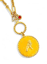 ONLY 2 LEFT!!! LEO ♌️ Enamel Medallion with Birthstone & Initial with Regina Chain 18” Adj to 20” ✨ Choose Birthstone & Pave Initial ⬇️