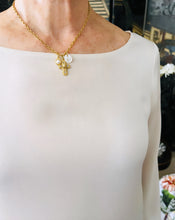 ONLY 2 LEFT!!! NEW! Cross Pearl Crystal with CAMILA Chain✨ Short Necklace 18-20” Choose Initial Below ⬇️