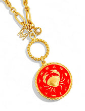 ONLY 2 LEFT!!! CANCER ♋️ Enamel Medallion with Birthstone & Initial with Regina Chain 18” Adj to 20” ✨ Choose Birthstone & Pave Initial ⬇️