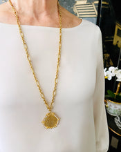 ONLY 1 LEFT!!! Virgen de la MISERICORDIA Medallion Pendant with Pearl & CZ ✨From an Antique Medallion circa 1932 Engraving on the Back✨REGINA Chain Long Necklace 30”