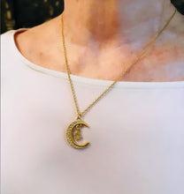 SOLD OUT!!! Half Moon 🌙 Crystal Pave with Star 🌟 Charm Dangle ✨ LIA Thin Chain 18”-20”