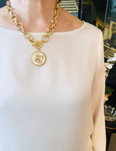 ONLY 1 LEFT!!! Dragon 🐉 White Enamel Disk Charm Pendant with White Pearl & ISABELA Chain Toggle✨ Short Necklace 18” 🧧