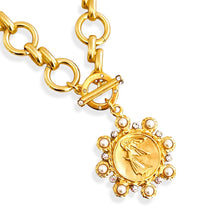 SOLD OUT!!! NEW! Guardian Angel with ISABELA Chain ✨ Pearl & CZ Pendant ✨SHORT Toggle Necklace 18”