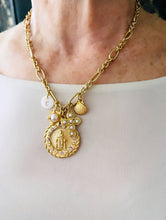 ONLY 2 LEFT!!! NEW! “SANTIAGO DE COMPOSTELA del CAMINO DE COMPOSTELA” ✨ Medal with Pearl & CZ Detail, Pearl Cross, Pearl & Clamshell Charms ✨ REGINA Chain Short Necklace 18”-20” Choose Initial Below ⬇️