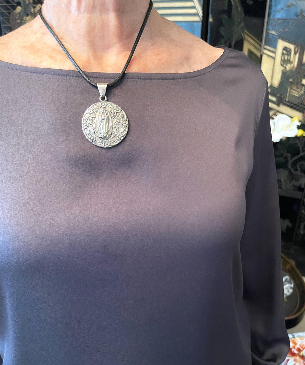 ONLY 2 LEFT!!! Guadalupe Pendant with Black Cording ✨Choose Necklace Length Below ⬇️
