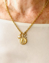 Virgen del Carmen Mini Oval Pearl Charm with Pearl Charm on CAMILA Chain 16” Adj to 18” ✨ Choose Initial ⬇️