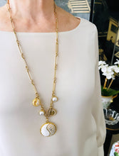 ONLY 2 LEFT!!! Yin & Yang White Enamel & Pave Medallion Multi Charm with Pearl & BLING Initial✨ SOFIA Chain Long Necklace 30” Choose Initial Below ⬇️